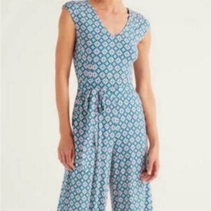 Boden Teal and Pink Patterned Jumpsuit Size 6 US